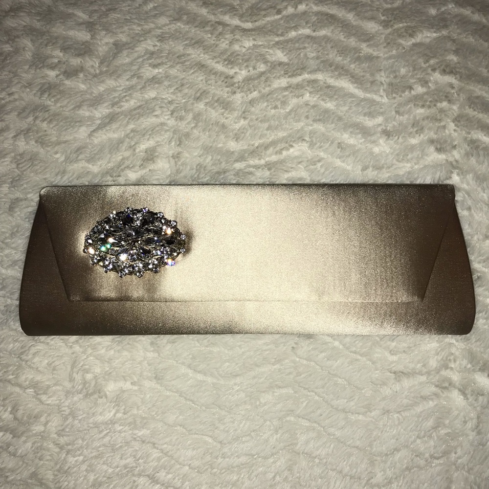 Badgley Mischka Jeweled Flap Clutch Nude
